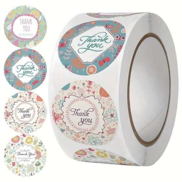 500 roll of bohemian thank you stickers variety pack 4 designs NWT​​​ - Picture 5 of 5